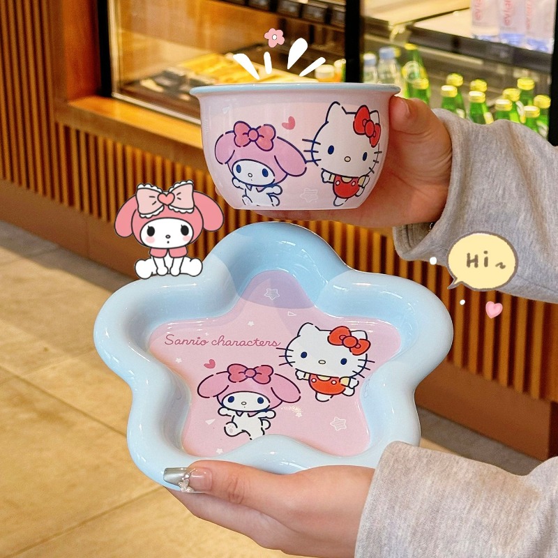 Cartoon Cat Print Ceramic Dinn - đánh giá và giá Kitchen Appliances Combo