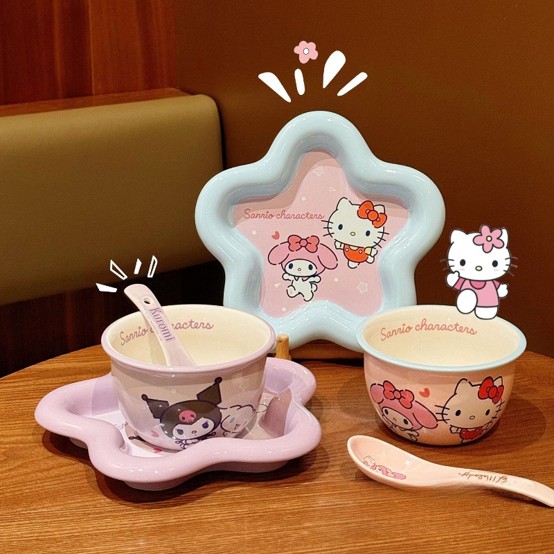 Cartoon Cat Print Ceramic Dinn - đánh giá và giá Kitchen Appliances Combo